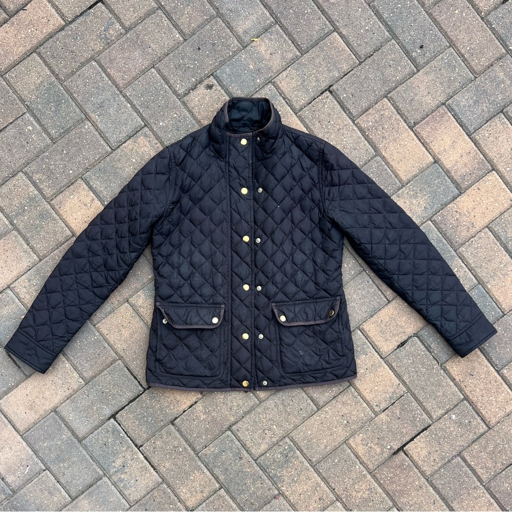 Black J. Crew quilted jacket, size XS